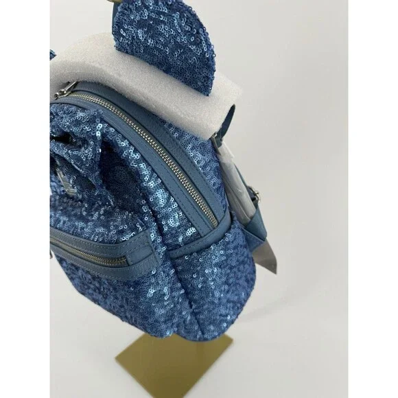 Loungefly Disney Parks Minnie Mouse Sequin Mini Backpack - Hydrangea Blue - NWT - Picture 4 of 9